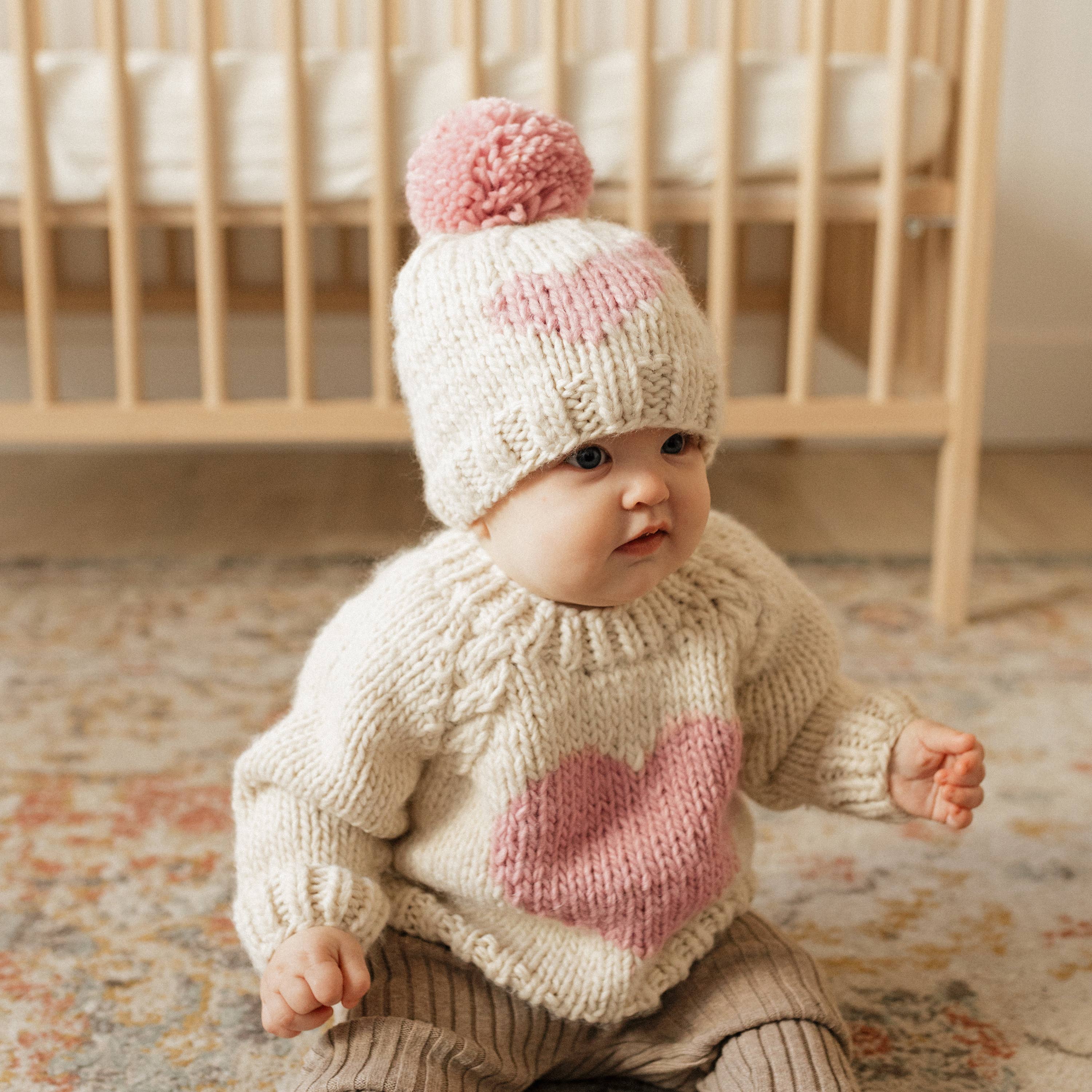Sweetheart Knit Beanie Hat Rosy Baby & Kids