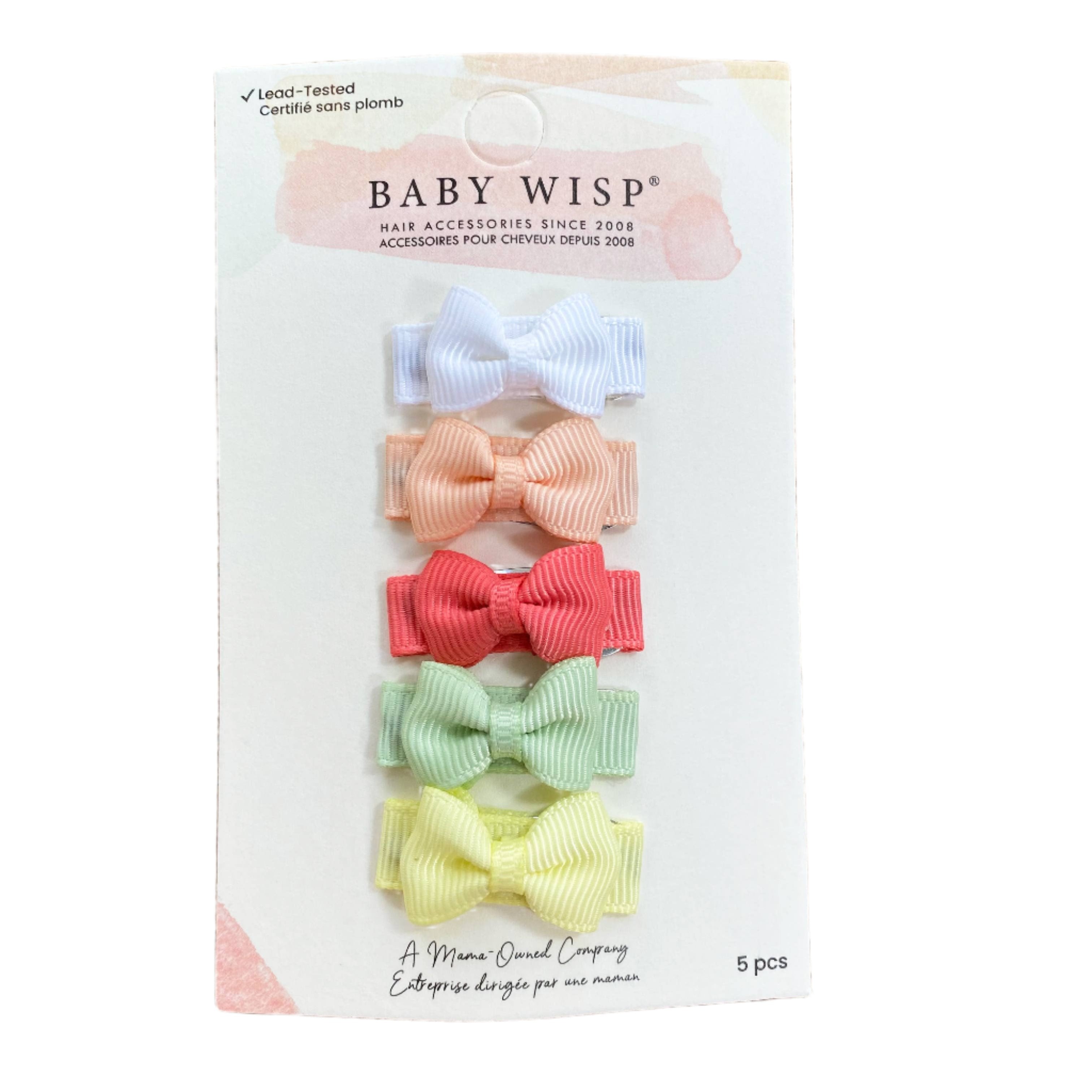 Mini Wisp 5 Tiny Tuxedo Bows on Snap Clips - Melony