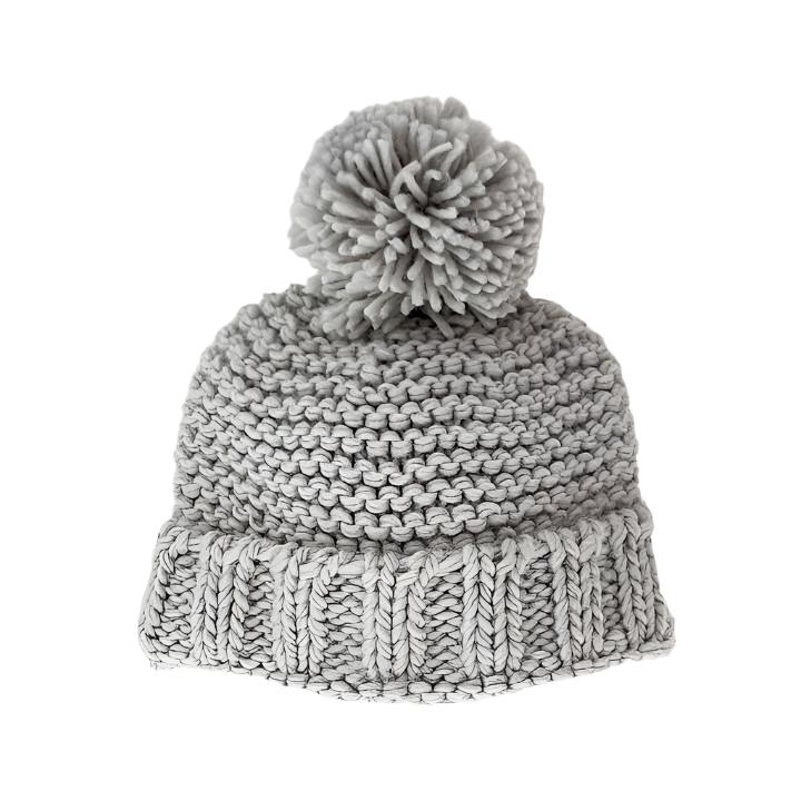 Ice Grey Garter Stitch Beanie Hat Baby & Kids
