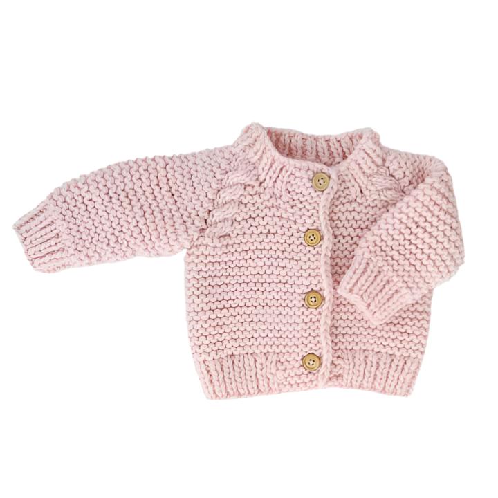 Blush Pink Garter Stitch Cardigan Sweater Baby & Toddler