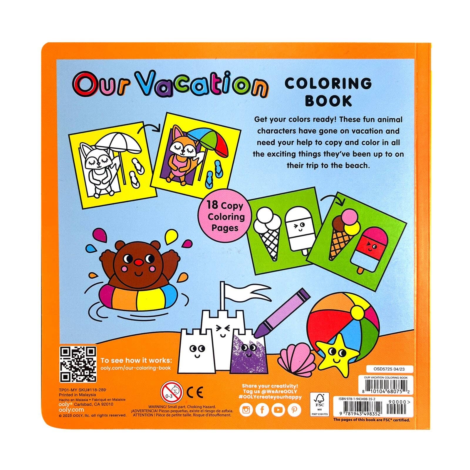 Our Vacation Copy Coloring Book (7.8" x 7.8")