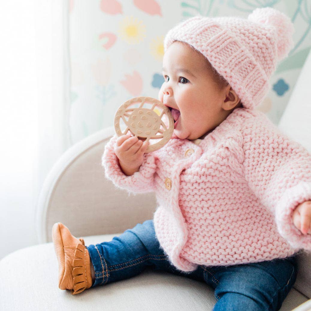 Blush Pink Garter Stitch Cardigan Sweater Baby & Toddler