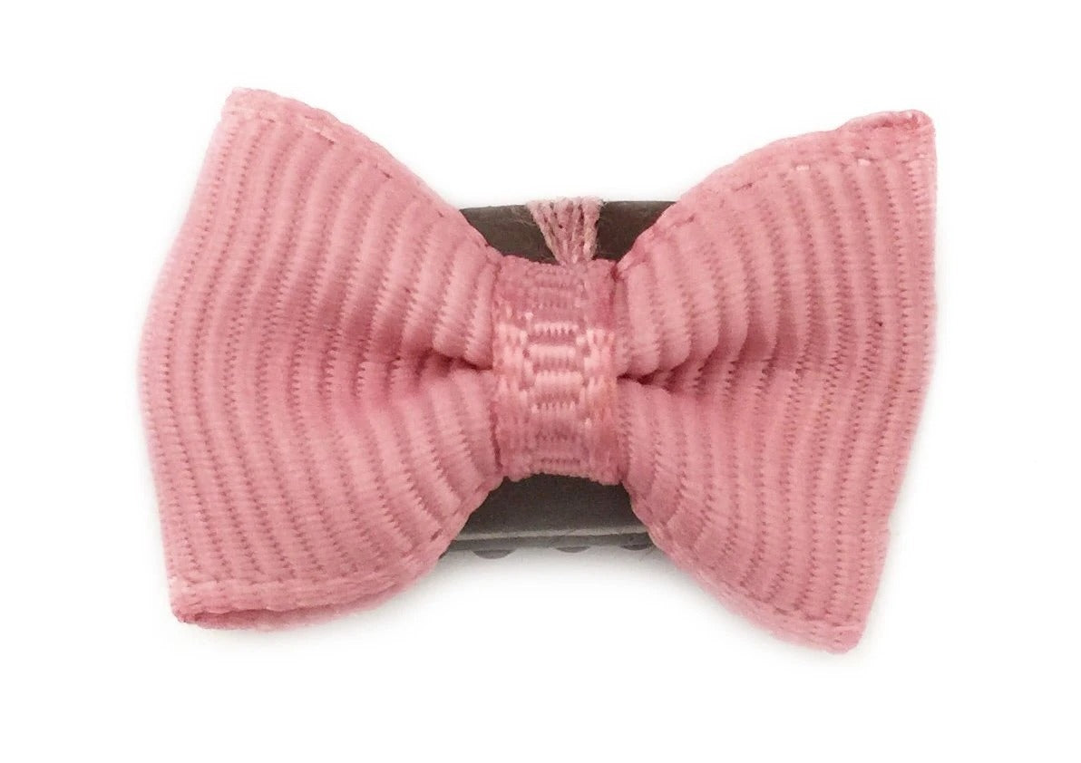 Mini Wisp Clip Tiny Tuxedo Baby Bow in Dark Pink