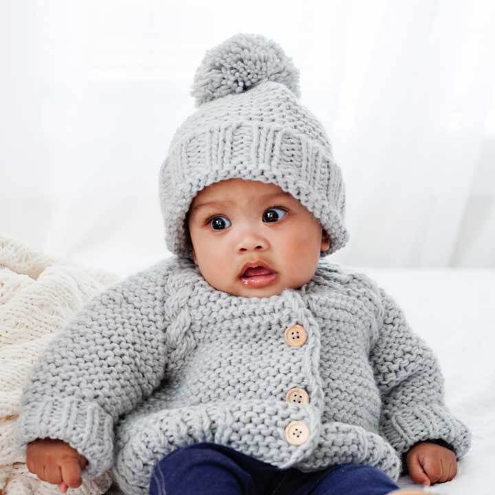 Ice Grey Garter Stitch Cardigan Sweater Baby & Toddler