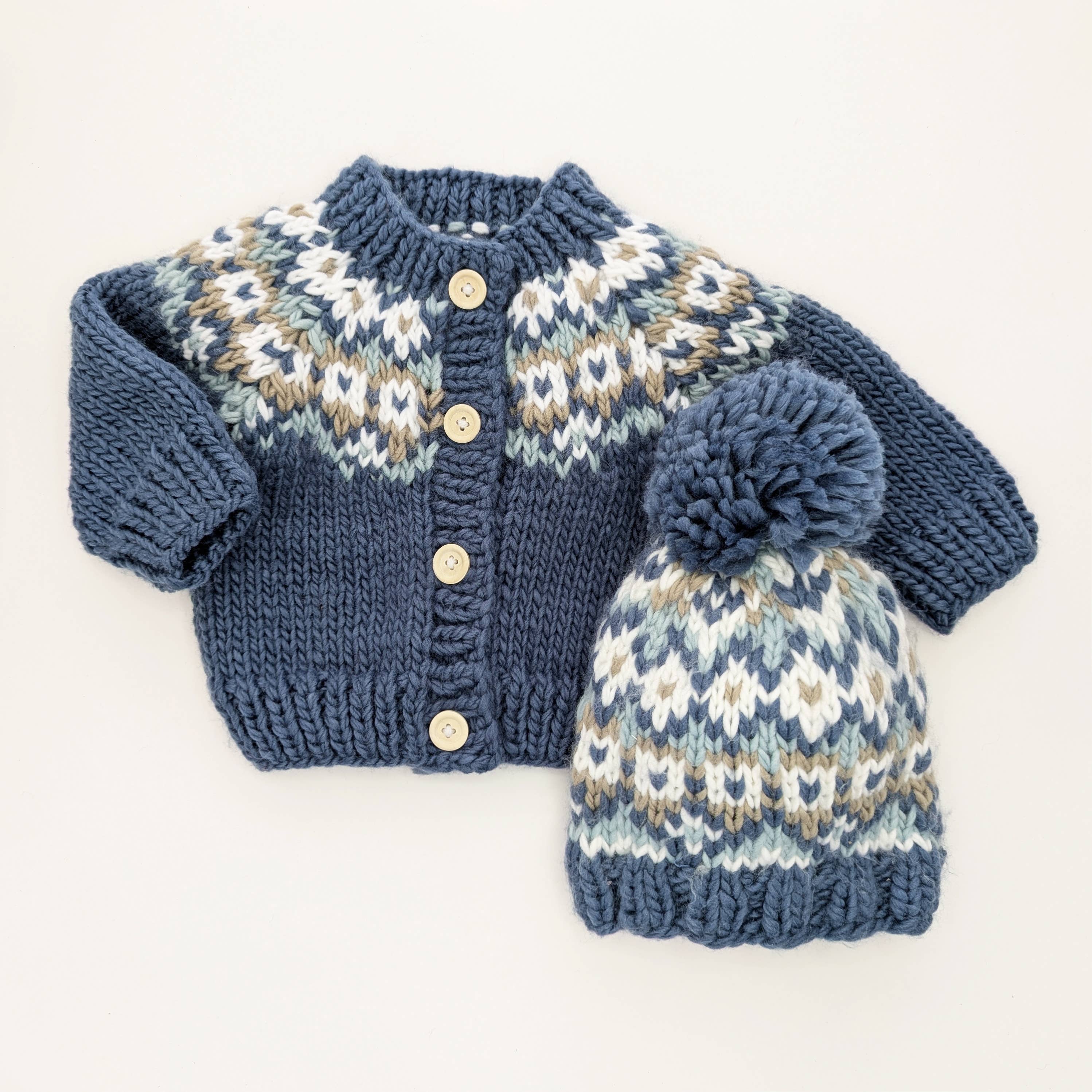 Fairisle Slate Cardigan Sweater for Baby & Toddler due July