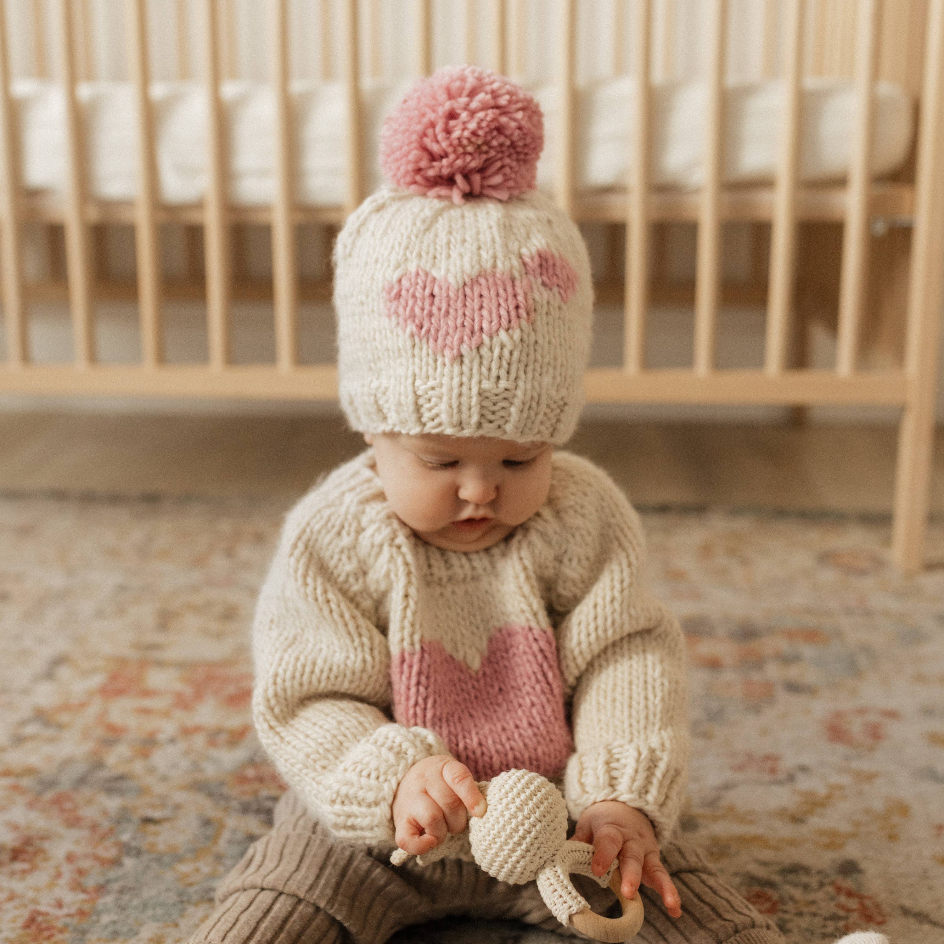 Sweetheart Knit Beanie Hat Rosy Baby & Kids