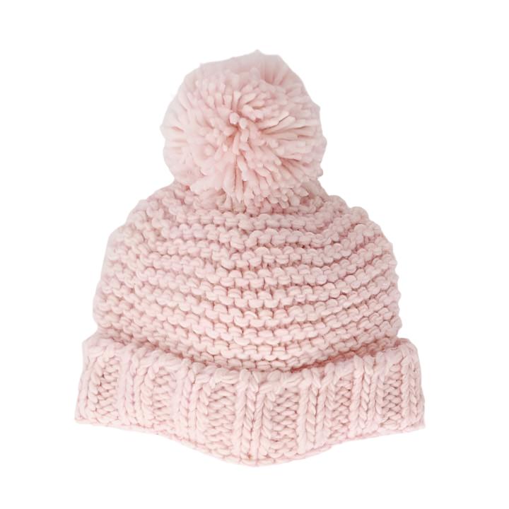Blush Pink Garter Stitch Beanie Hat Baby & Kids