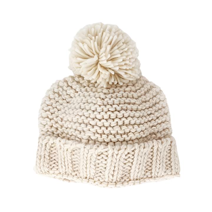 Natural Garter Stitch Beanie Baby & Kids