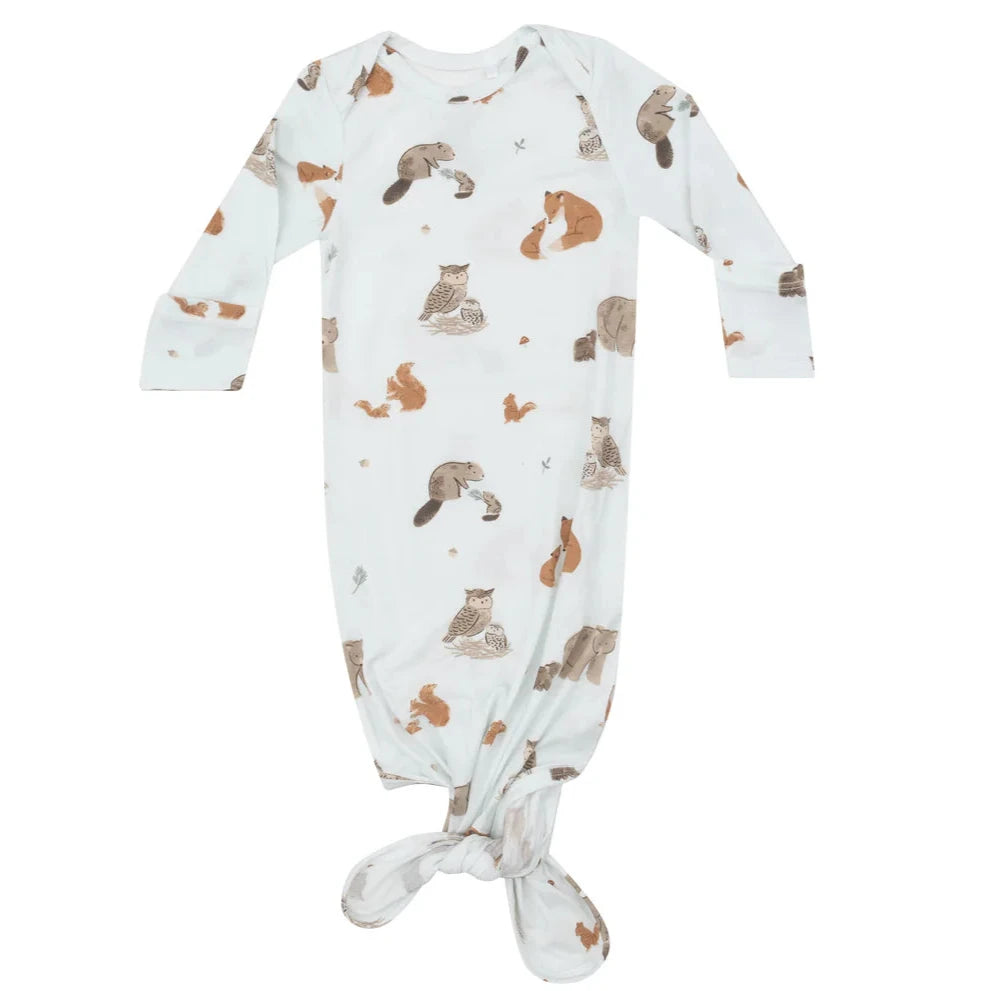 Knotted Gown - Mixed Woodland Animals Blue