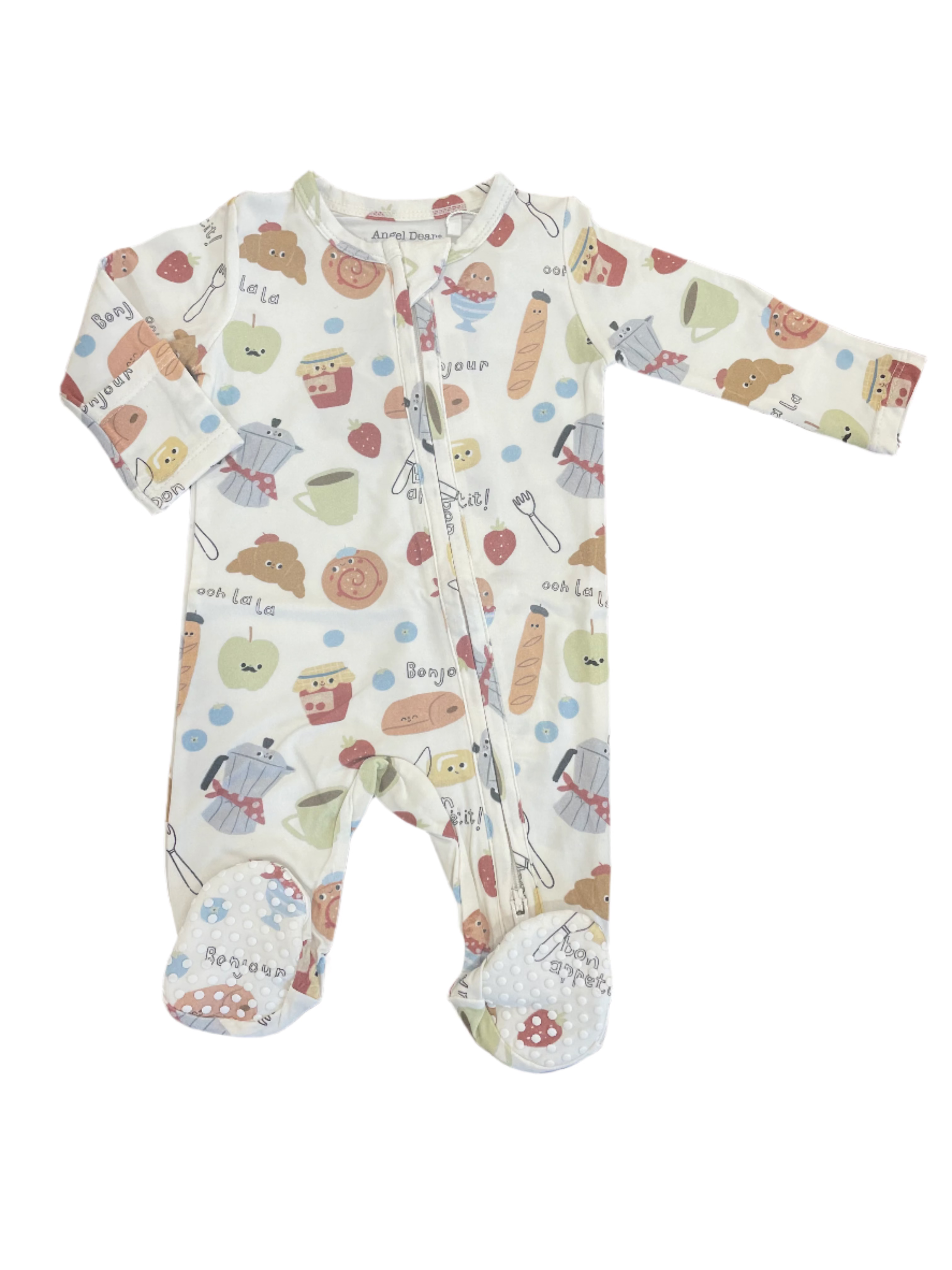 Bonjour Breakfast Zippered Footie