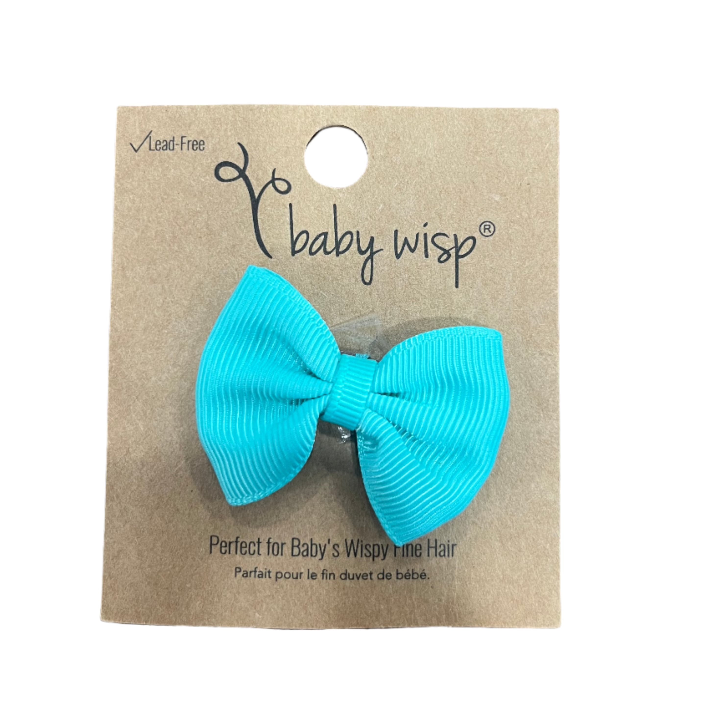 Mini Latch Wisp Clip Classic Fan Out Ribbon Bow in Aqua