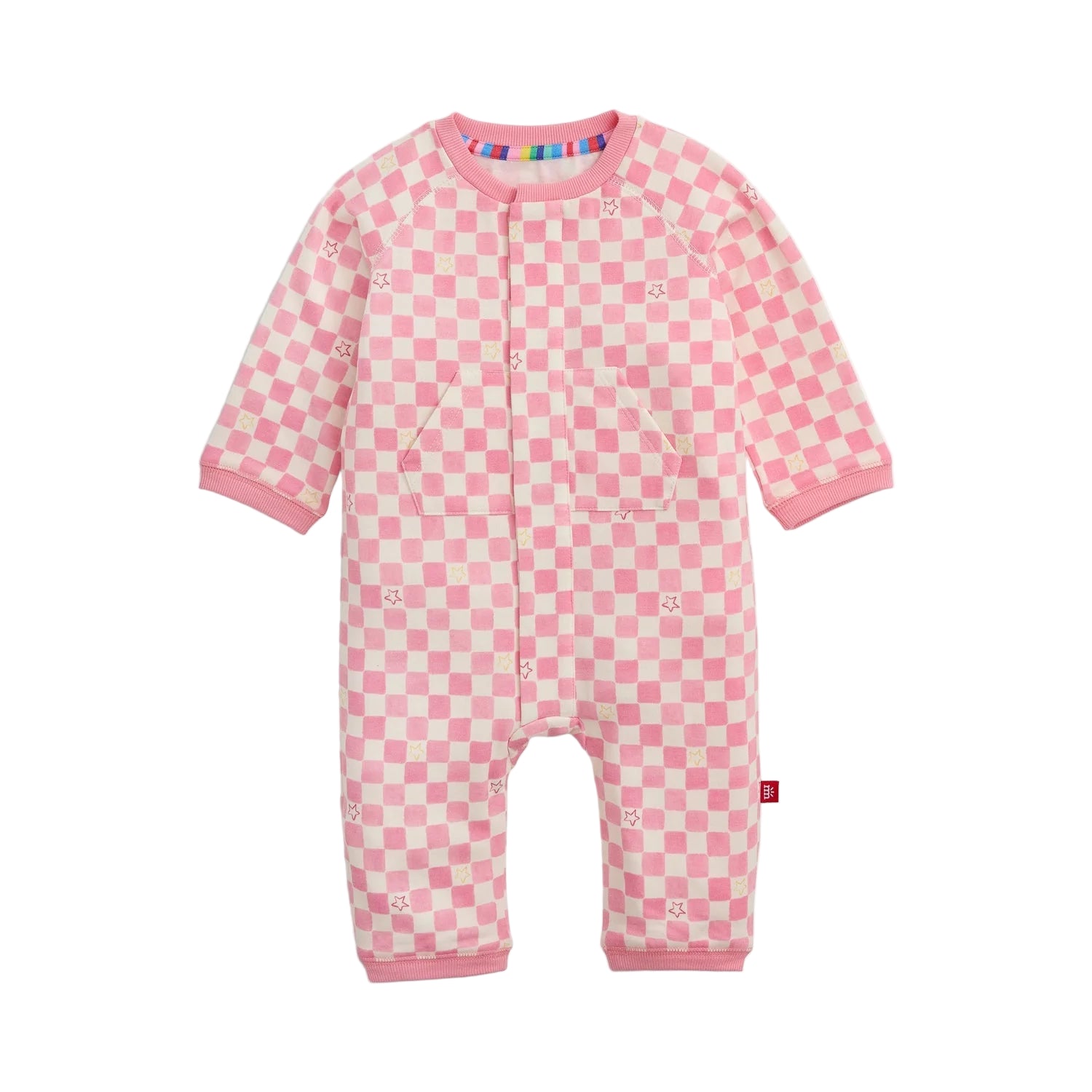 Magnetic Romper - Pink Checkerboard