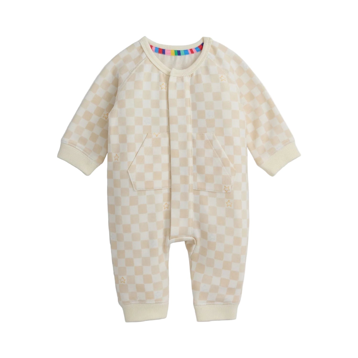 Magnetic Romper - Chamois Checkerboard