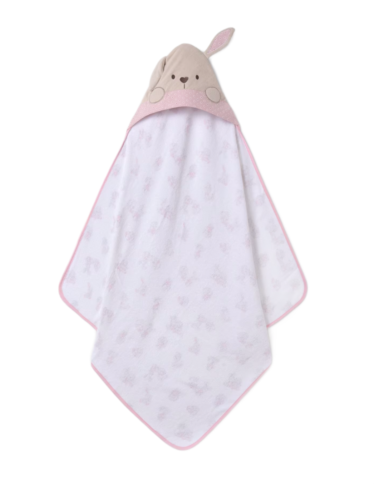 Baby Hooded Towel with Bunny in Pink