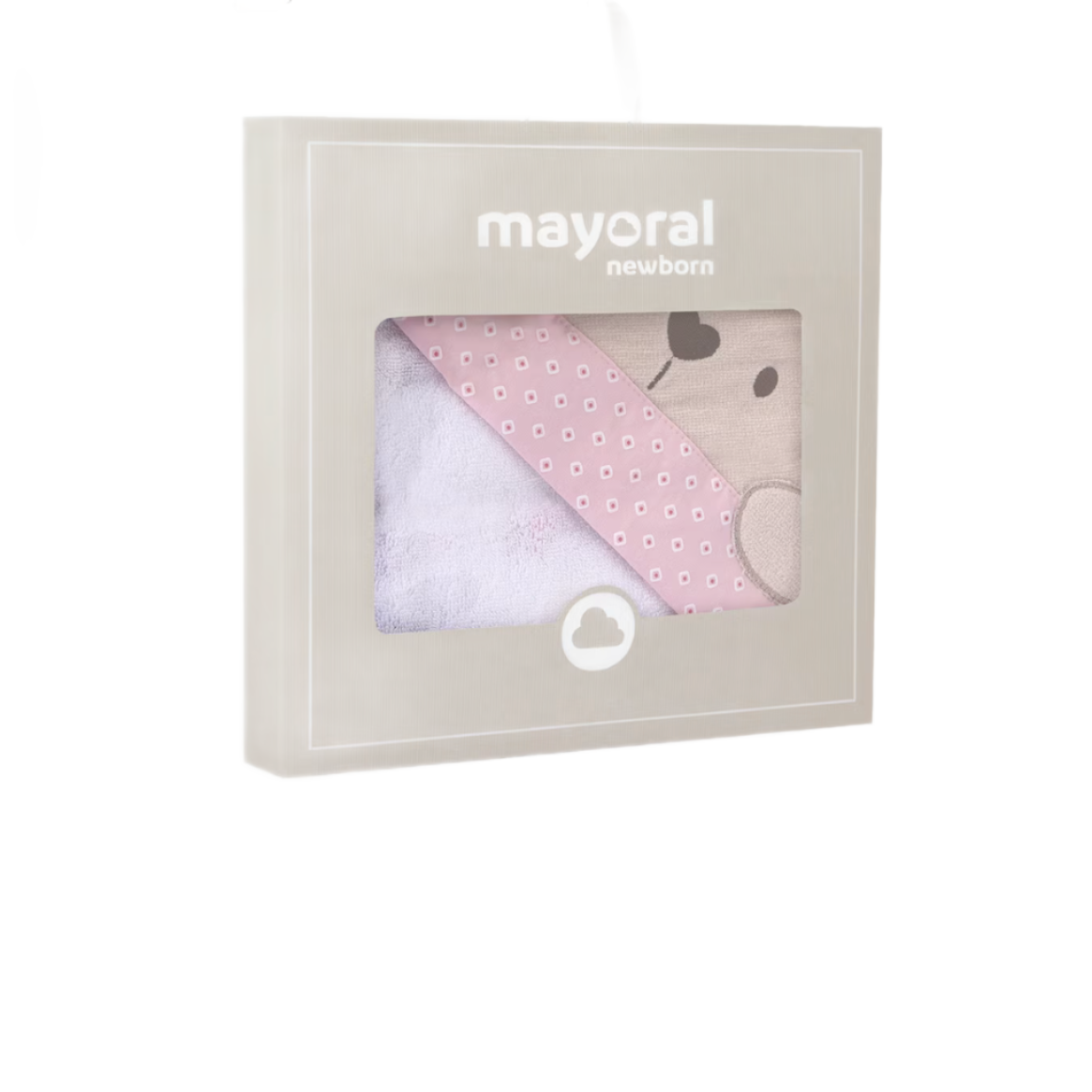 Baby Hooded Towel with Bunny in Pink