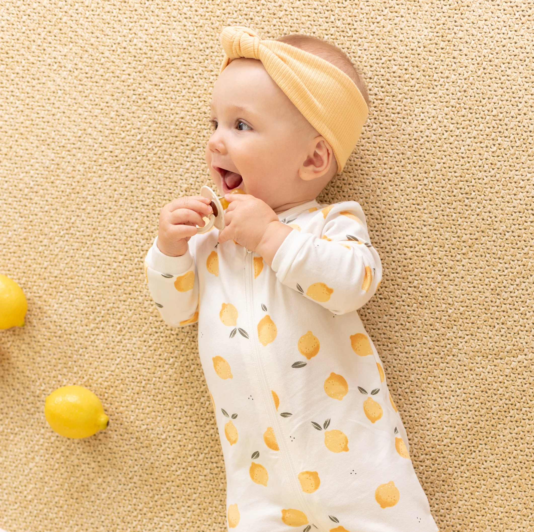 Lemon Print Organic Cotton Footie
