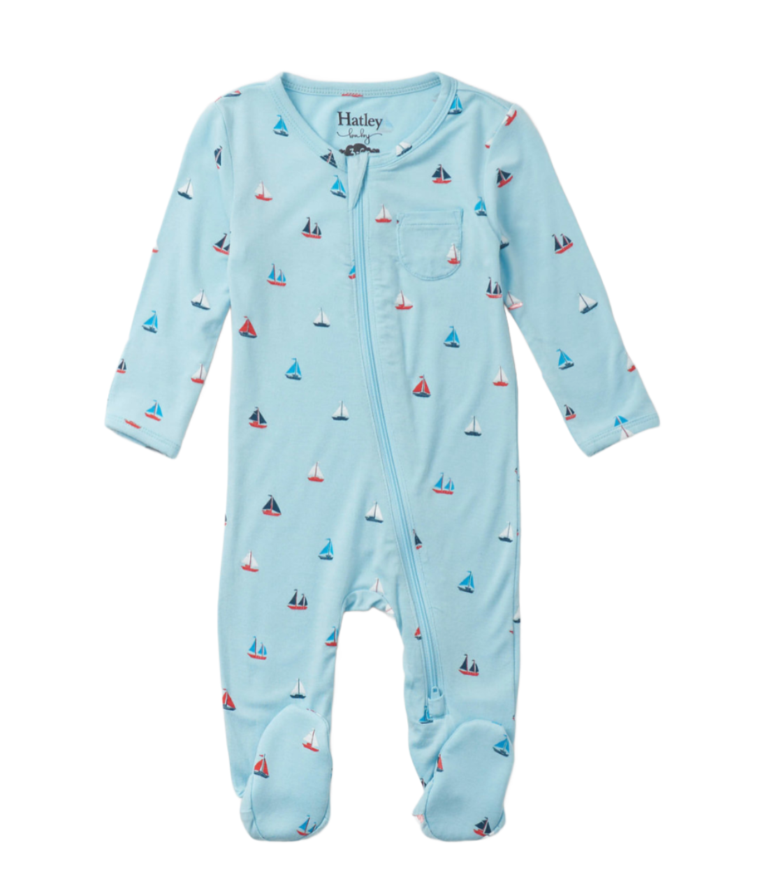 Baby Boys Tiny Sailboats Footed Sleeper