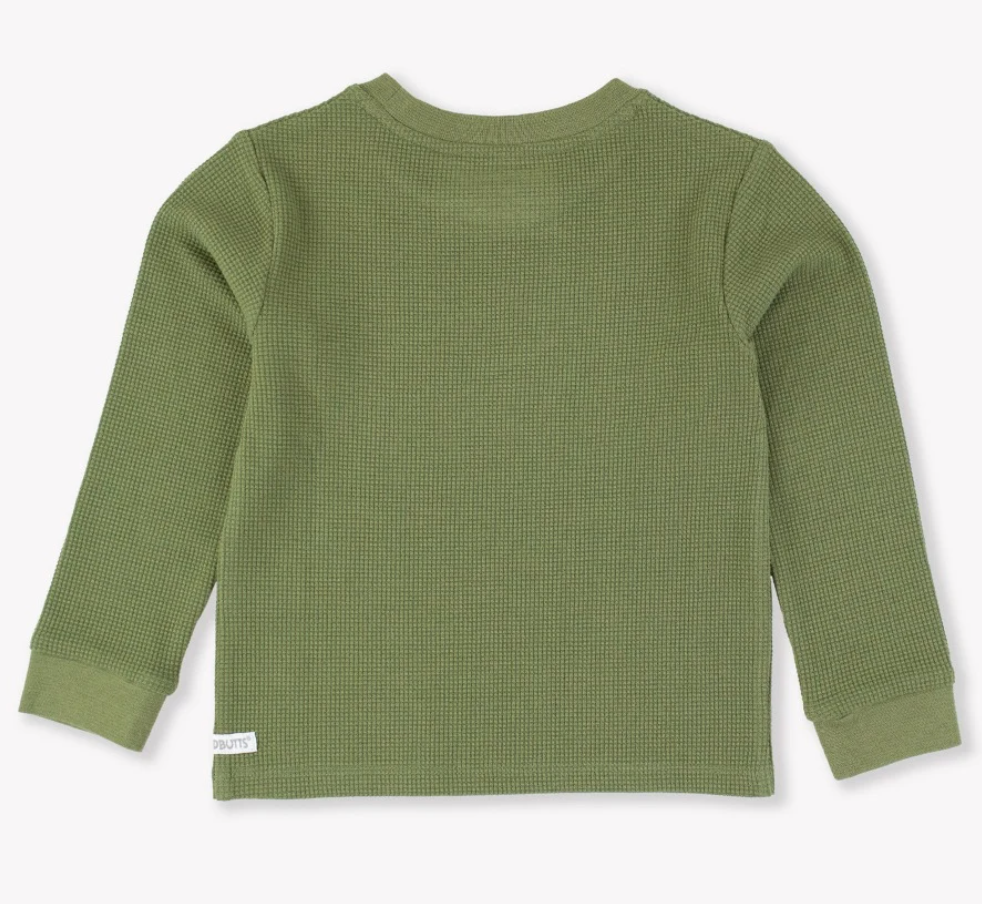 Waffle Knit Long Sleeve Crew Neck