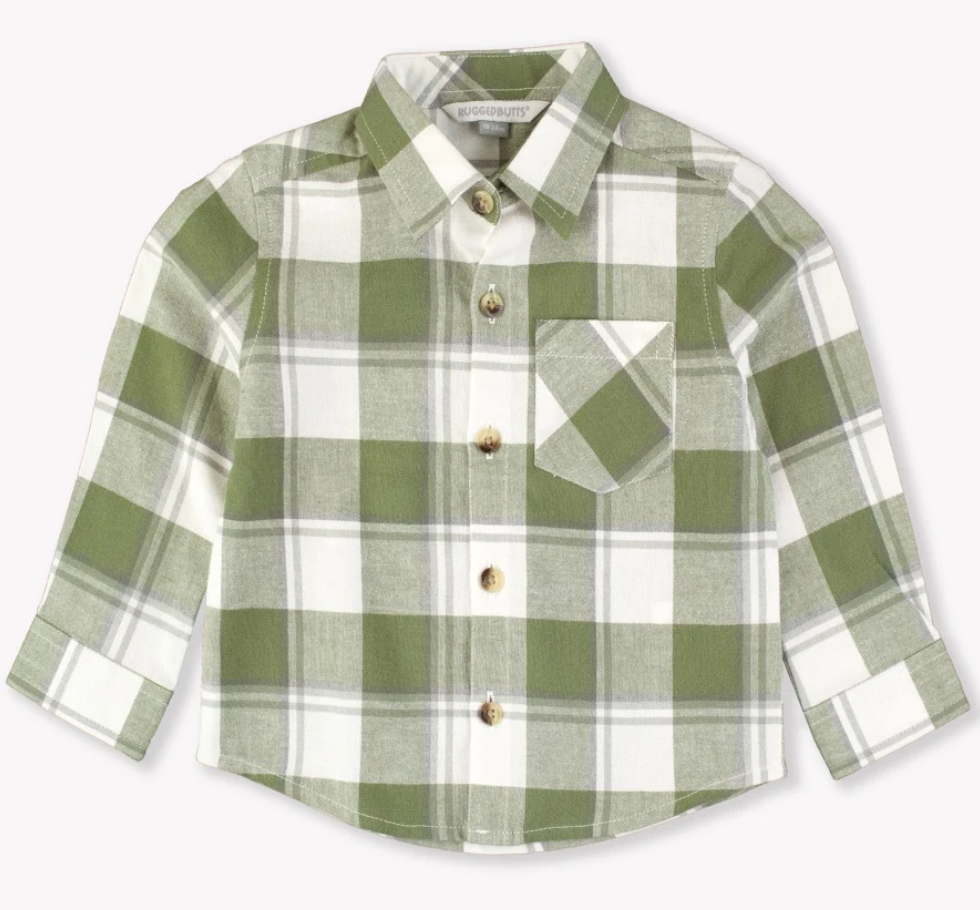 Long Sleeved Buton Down Shirt in Olive