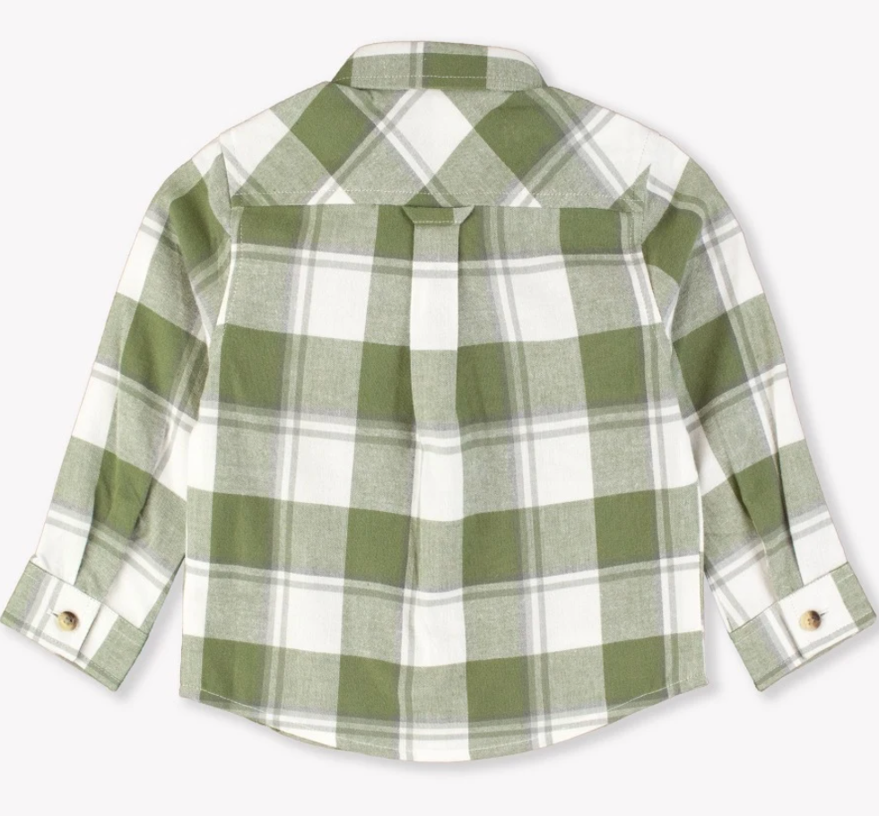 Long Sleeved Buton Down Shirt in Olive