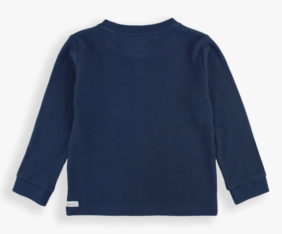 Waffle Knit Long Sleeve Crew Neck Shirt