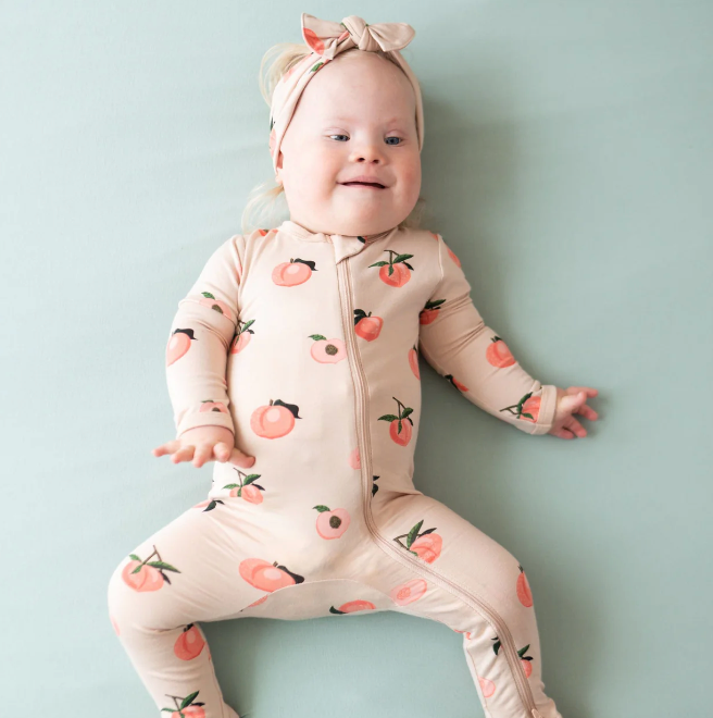 Peach Zippered Footie