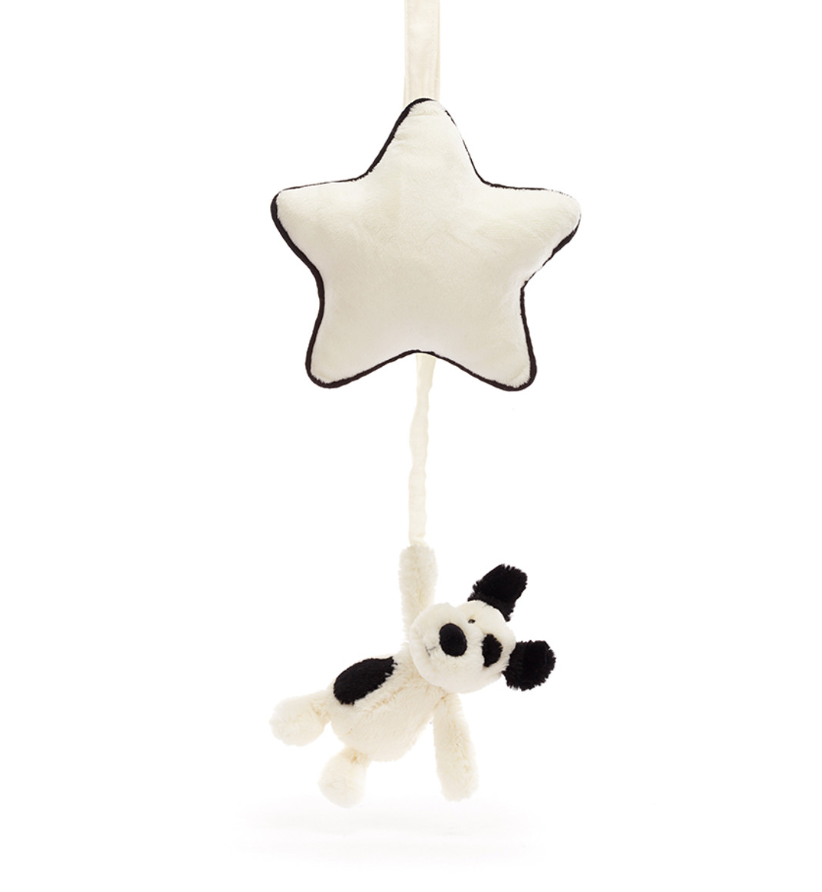 Bashful Black & Cream Puppy Musical Pull