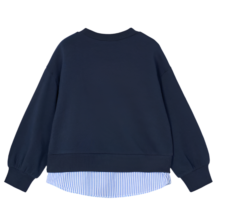 Sweatshirt with Faux Shirt Panels