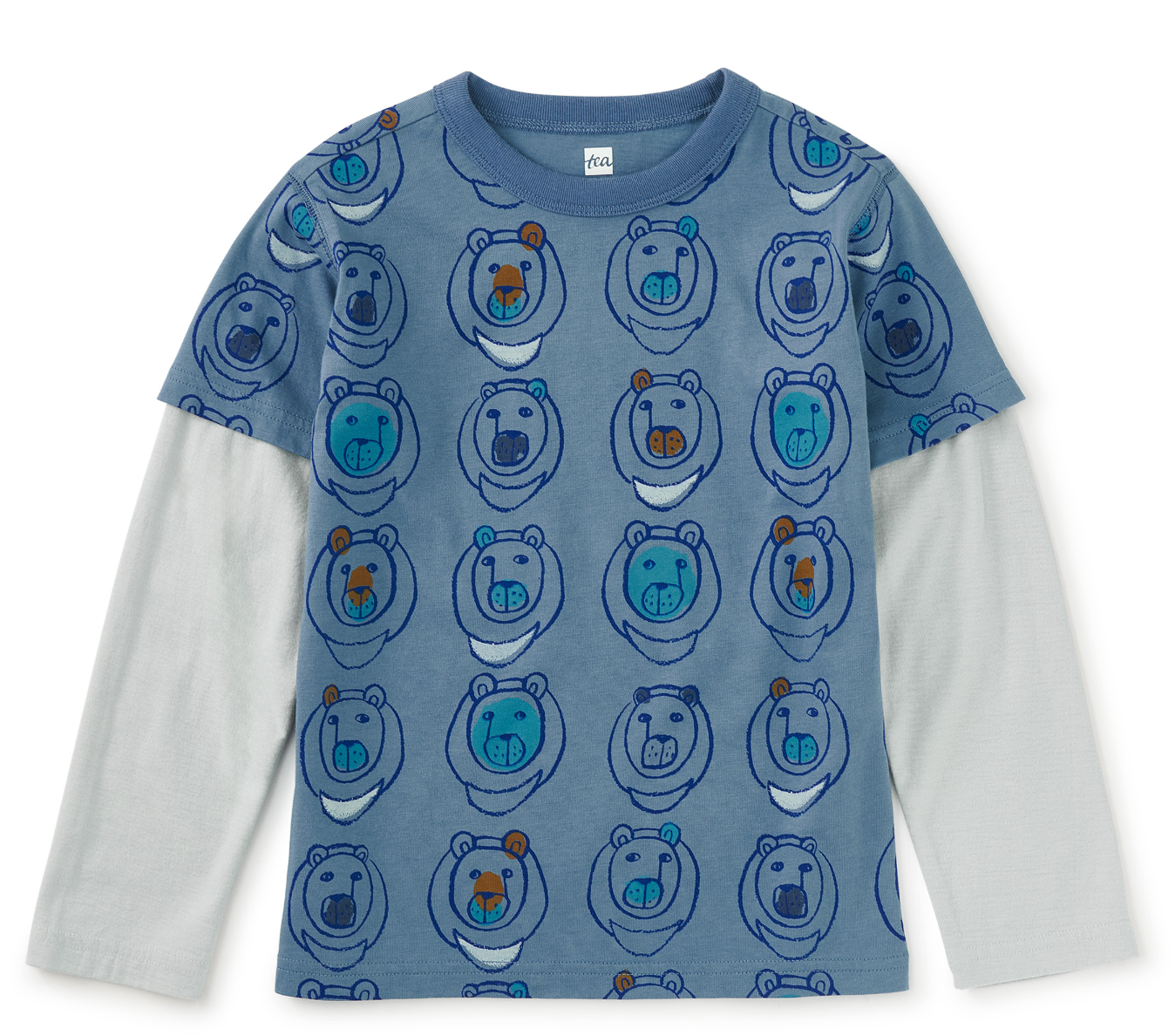 Bear Print Layered Long Sleeved Tee