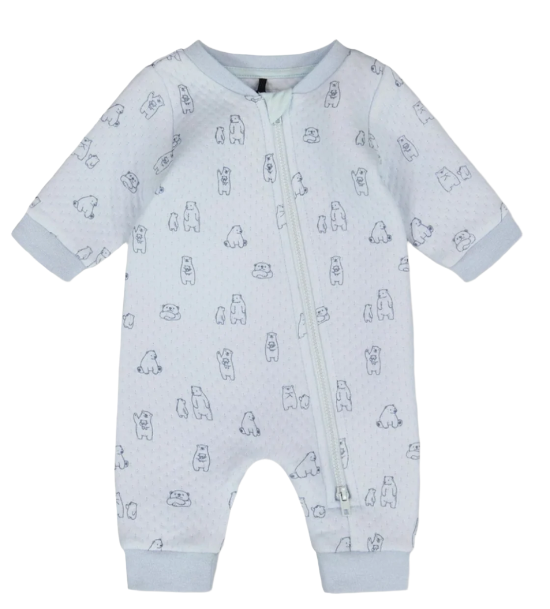 Organic Cotton One-Piece And Baby Romper Blue Bear Print