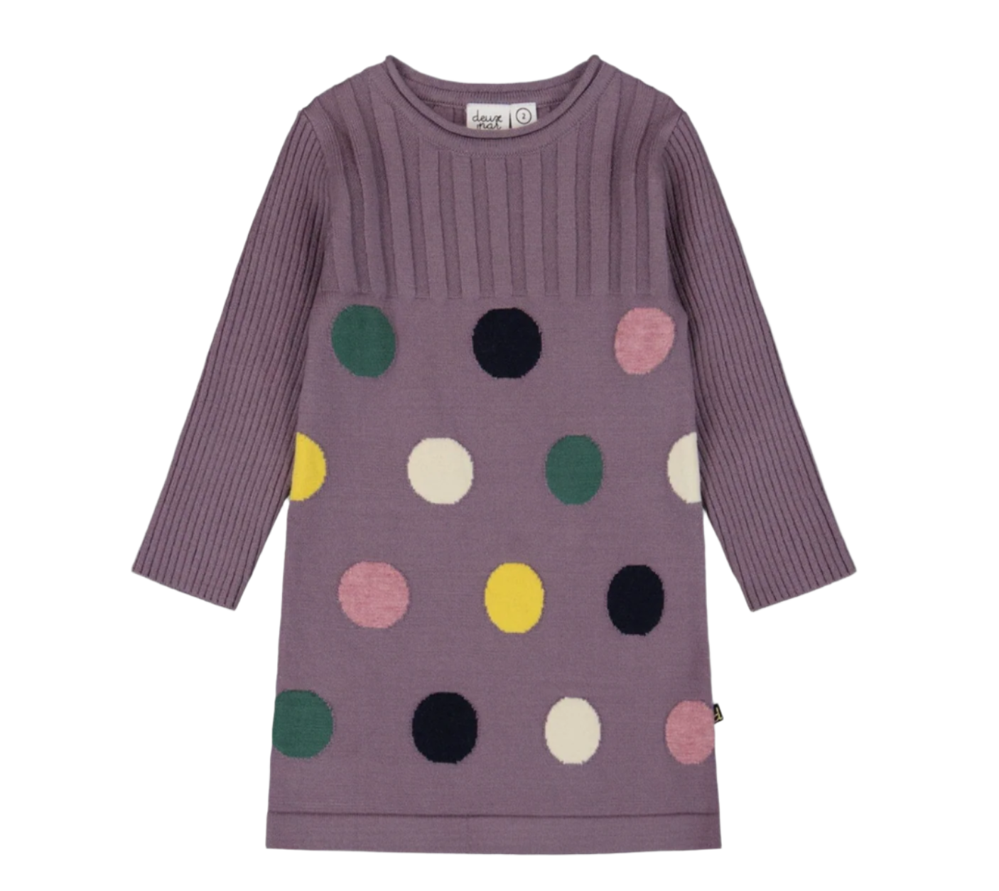 Jacquard Sweater Dress with Polka Dots