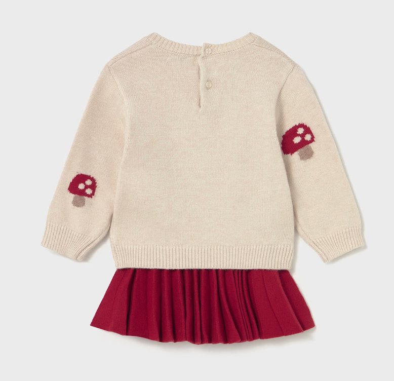 Pleated Skirt and Mushroom Sweater
