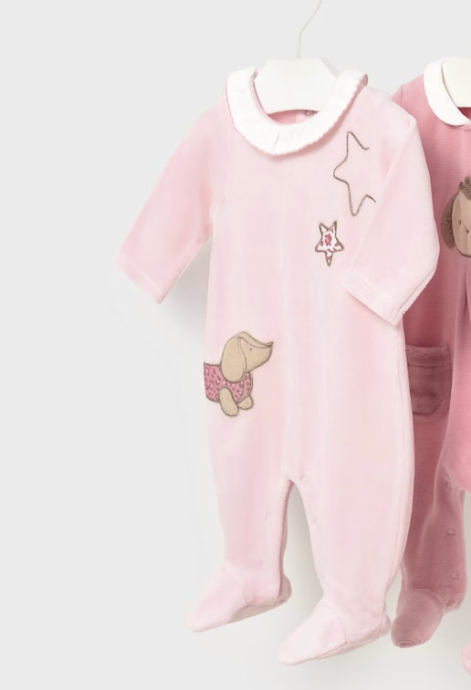 Newborn Velour Footie with Collar