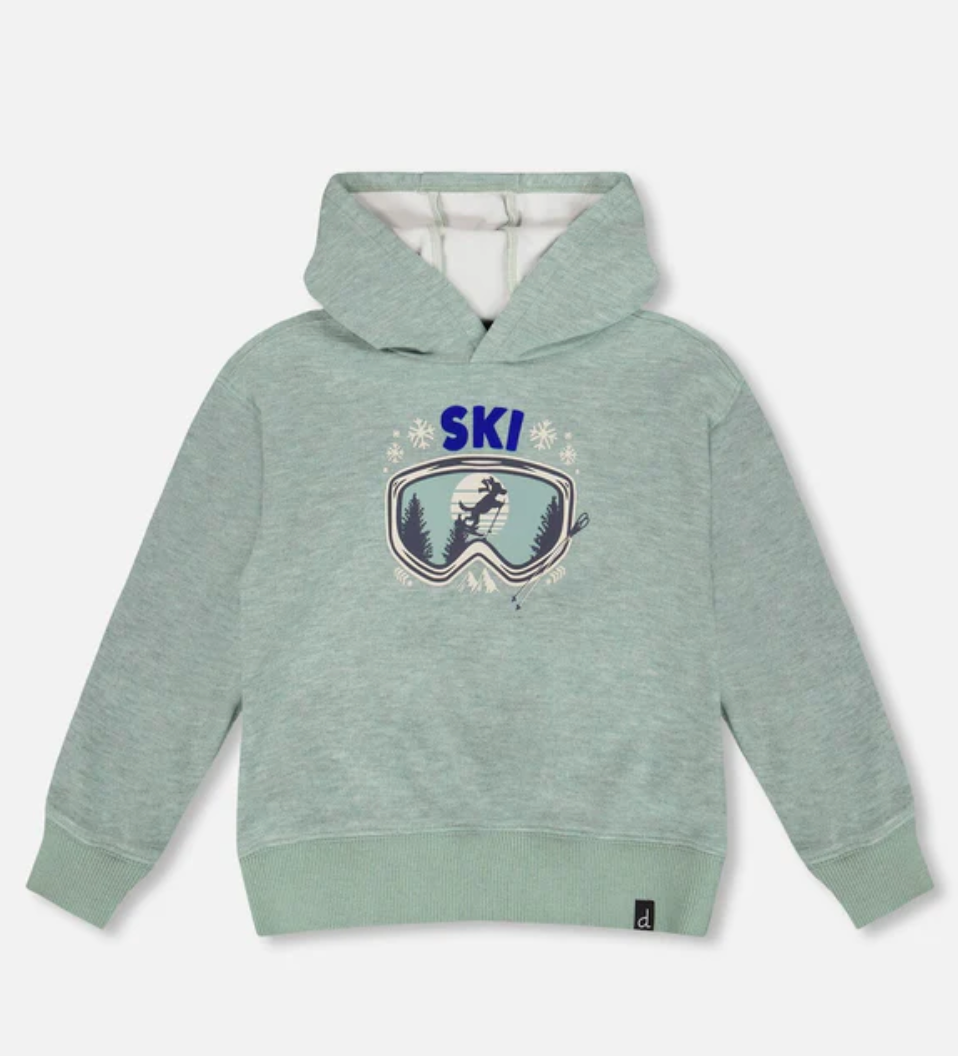 Super Soft Hooded Brushed Jersey Sweatshirt With Graphic Print Green