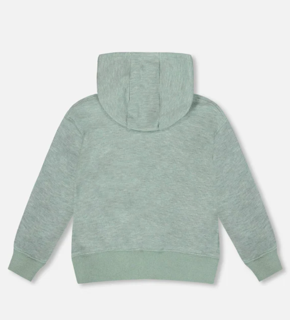 Super Soft Hooded Brushed Jersey Sweatshirt With Graphic Print Green