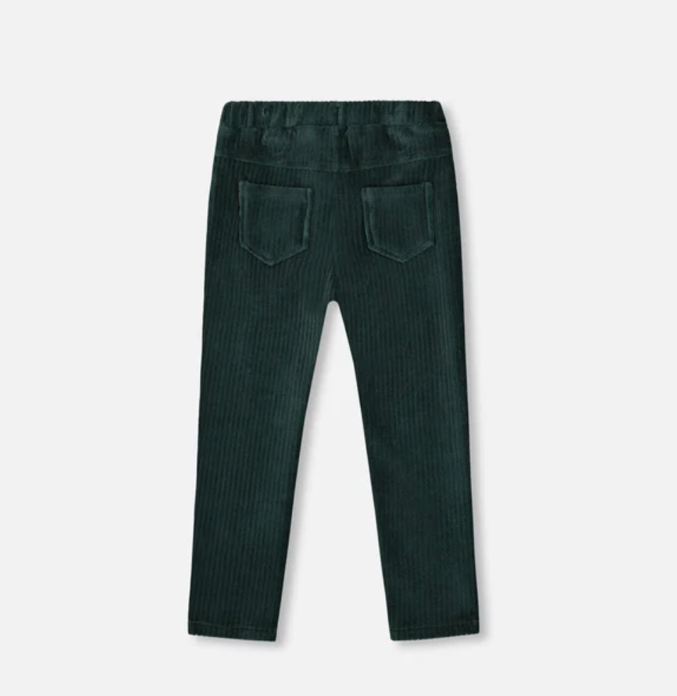 Stretch Velour Rib Treggings Dark Green