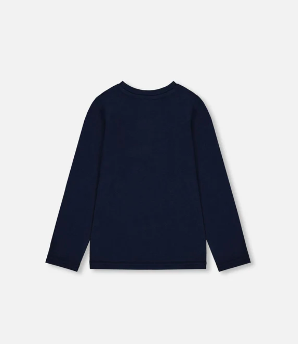 Organic Cotton T-Shirt Dark Blue With Cat