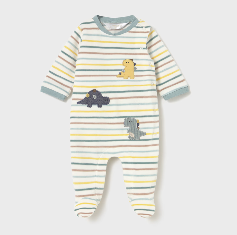 Newborn Boy Velour Striped One Piece
