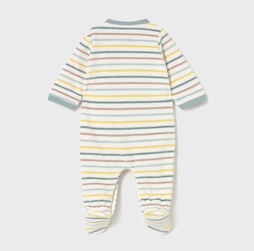 Newborn Boy Velour Striped One Piece