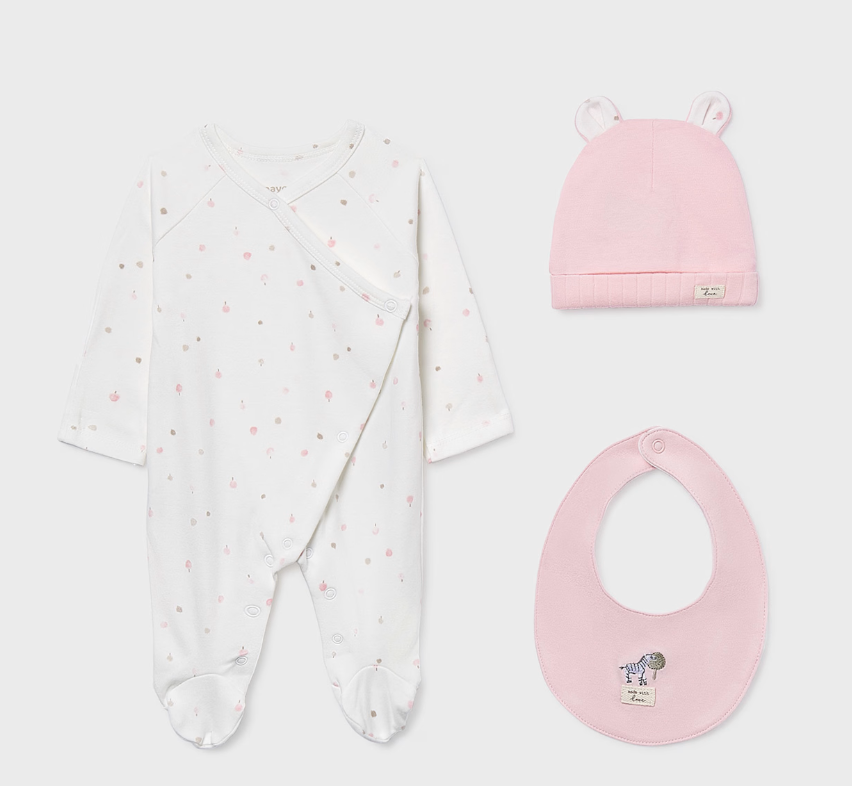 Newborn One Piece with Hat and Bib Set
