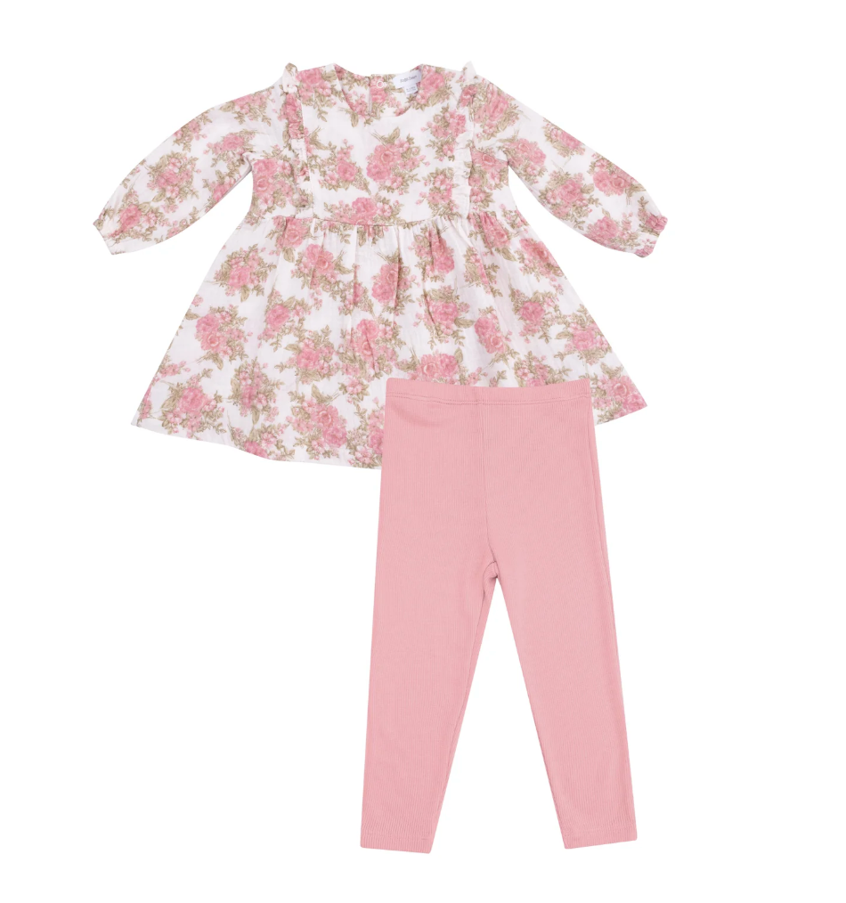 Ruffle Long Sleeve Dress and Leggings Set