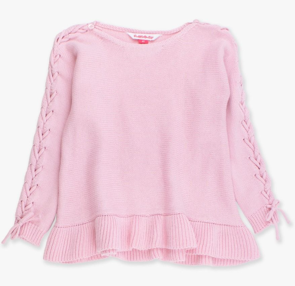 Ruffle Hem Lace Up Sweater
