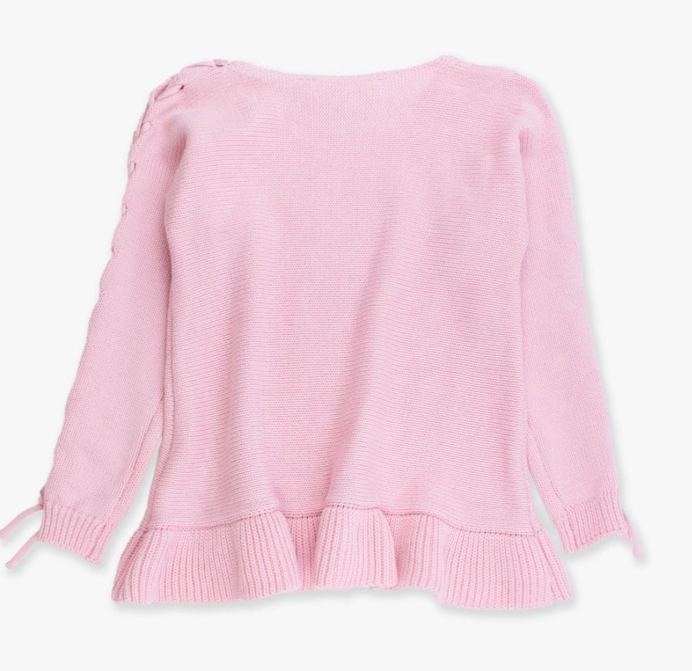 Ruffle Hem Lace Up Sweater