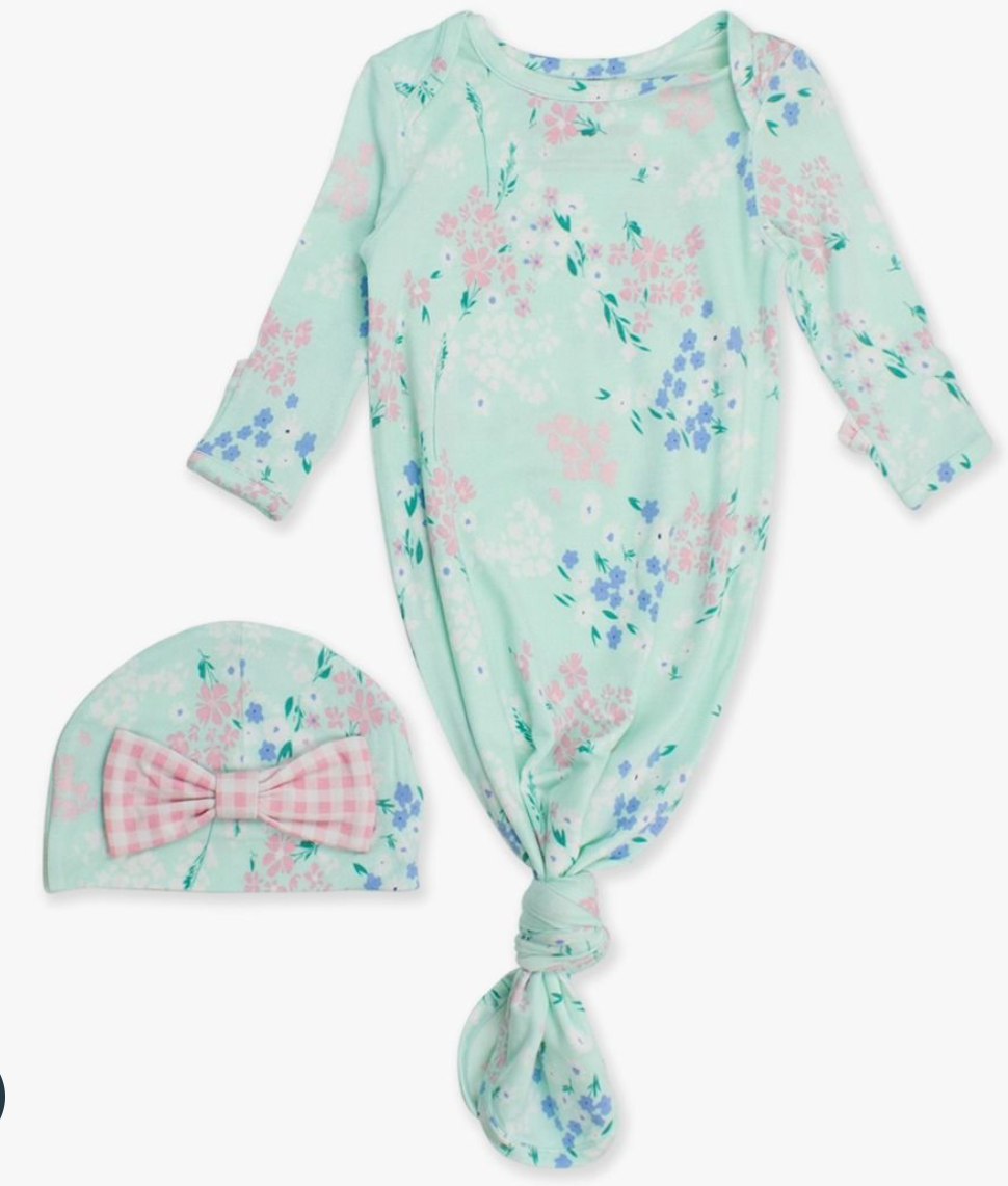 Ruffle Knotted Sleep Gown and Hat Set