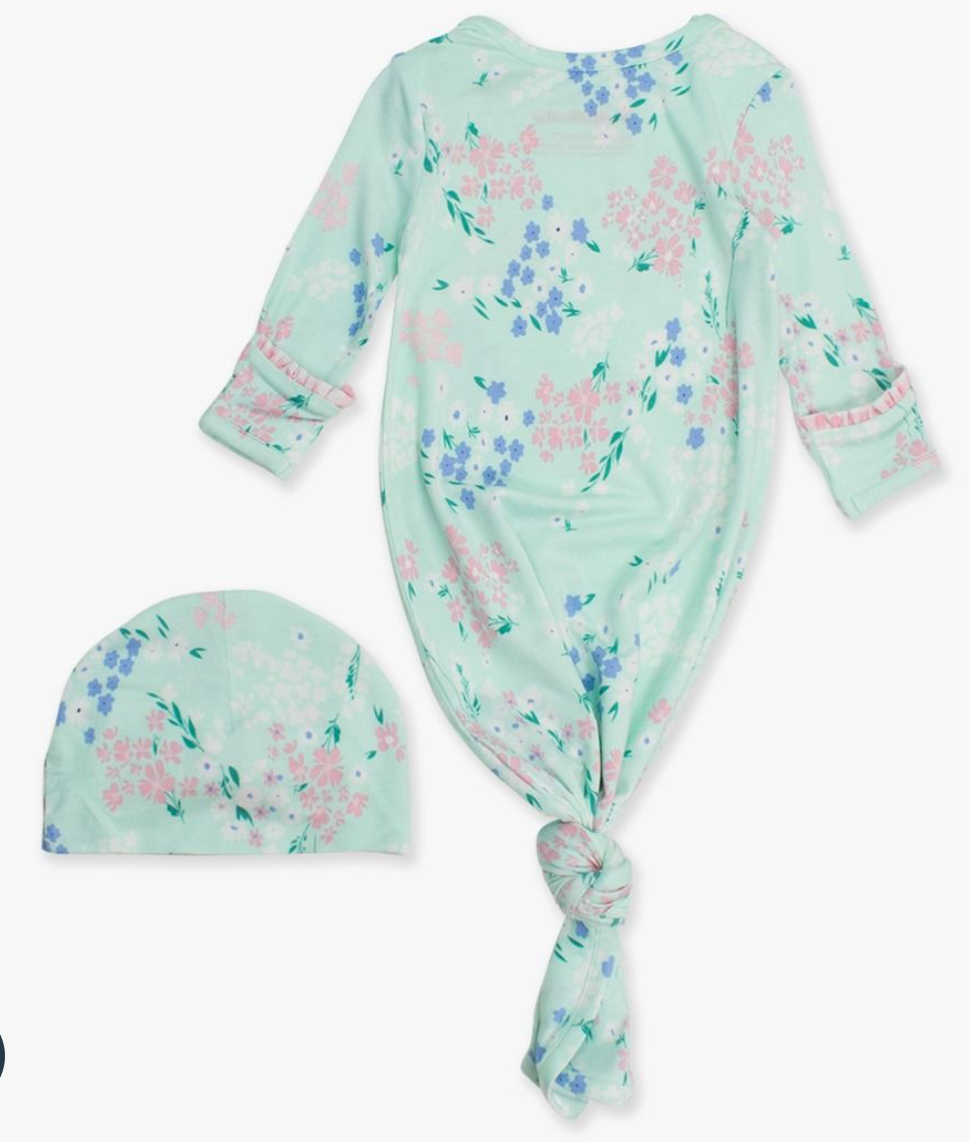 Ruffle Knotted Sleep Gown and Hat Set