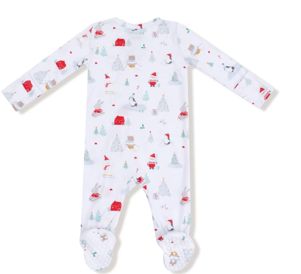 Santa and Friends Ski 2 Way Zipper Footie