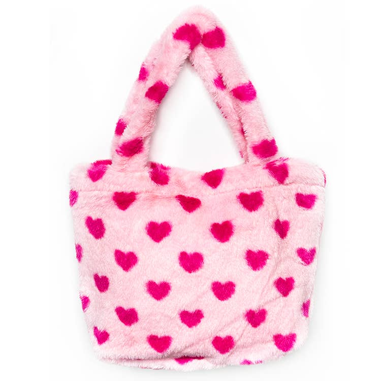 Pink and Fuchsia Heart Fur Bag