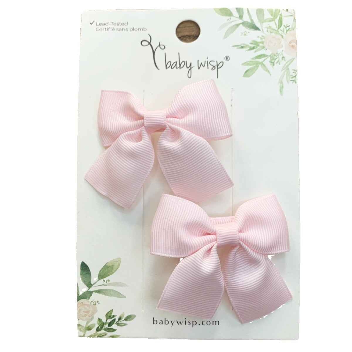 Pale Ballet Pink Ribbon Hairbow Toddler Girl Alligator Clips For Pigtails