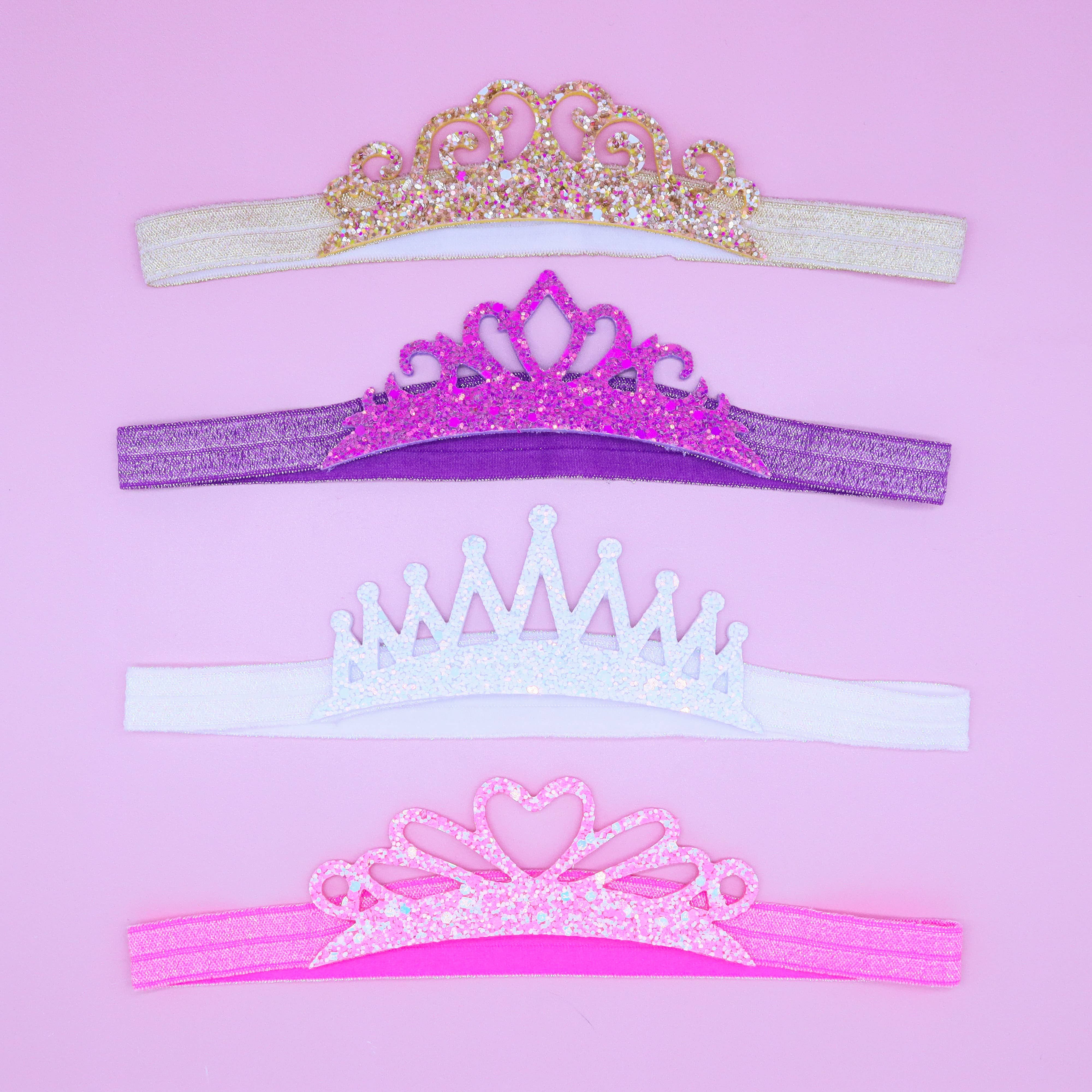 Stretch Glitter Princess Tiara Headbands