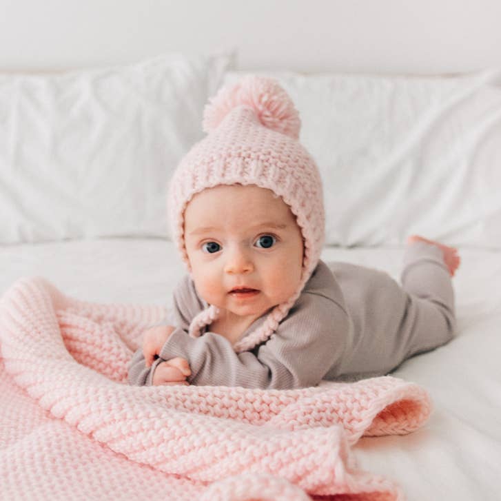 Blush Garter Stitch Knit Bonnet Baby & Kids